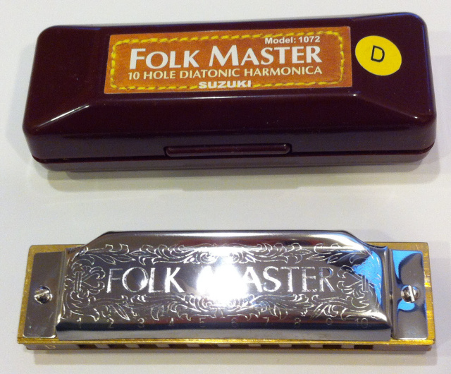 10 Hole Suzuki Folkmaster Diatonic Harmonica Key D 